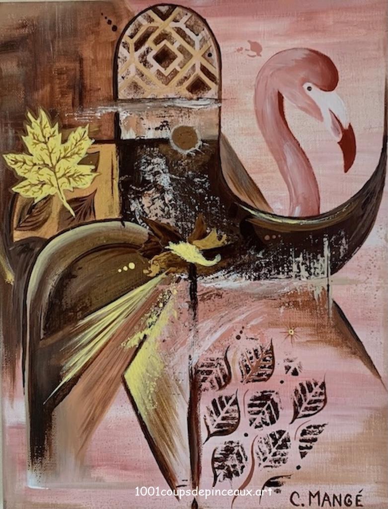 Flamant rose abstrait