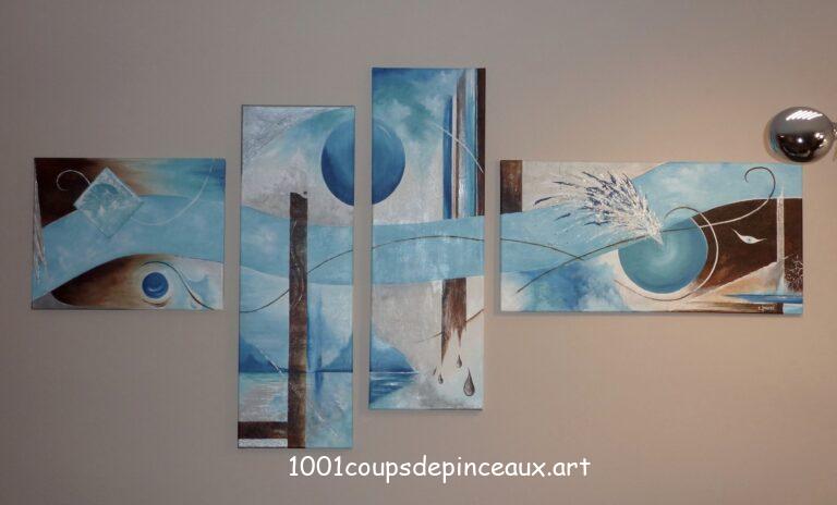 Quadriptic Bleu et chocolat in situ 1001coupsdepinceaux